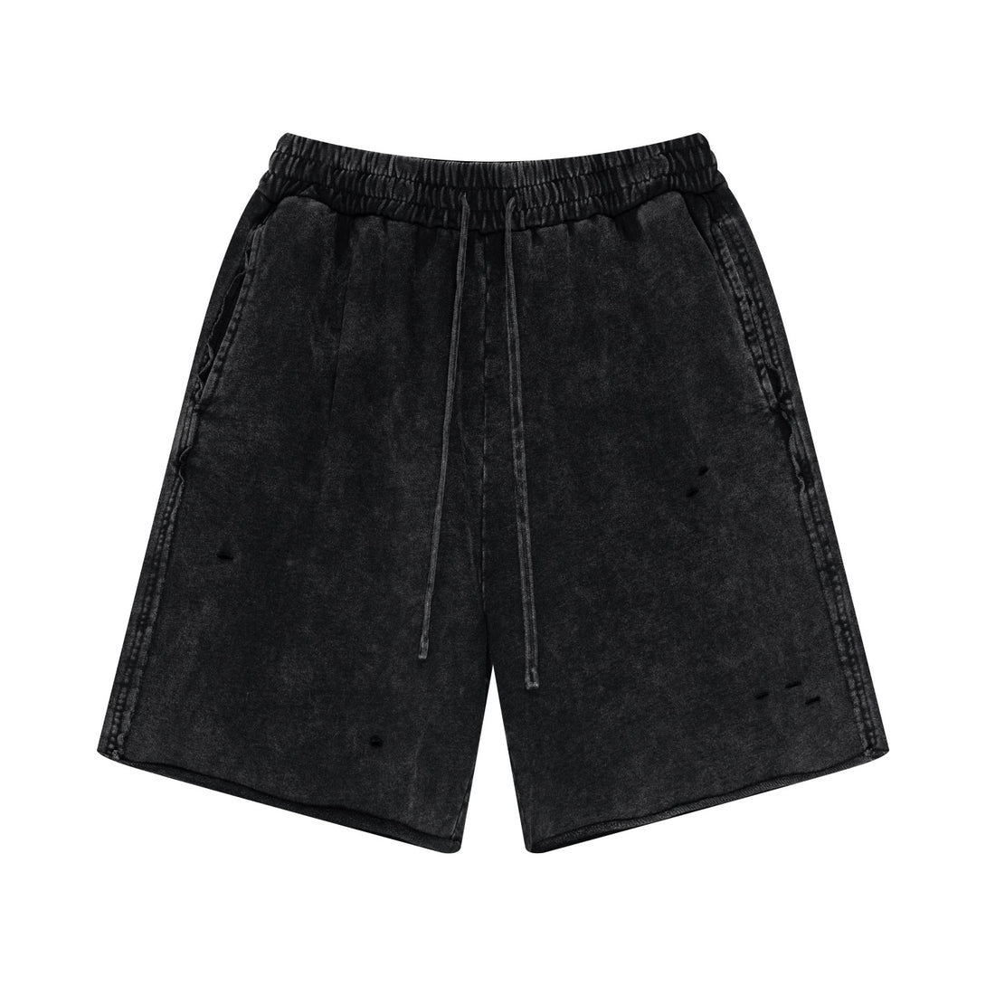 Dark Gray cotton shorts front - artisan dye-wash and reinforced stitching for durable streetwear