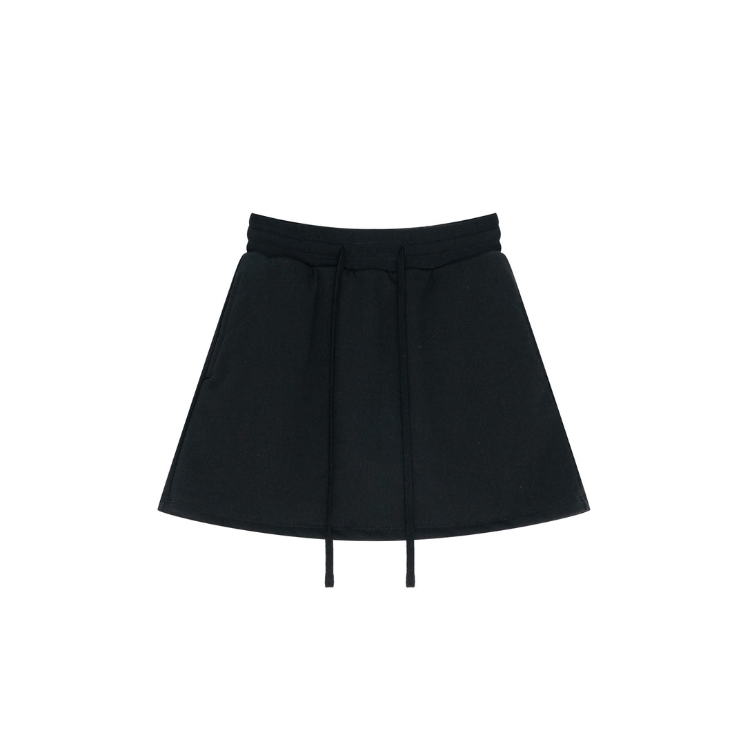 Black cotton skirt front - moisture-wicking fabric with built-in shorts for gym-to-street transition