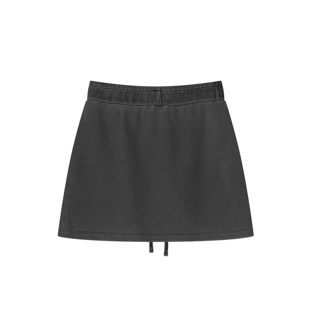 Back view of Gray athletic skirt - pigment-dye technology and built-in shorts for wholesale