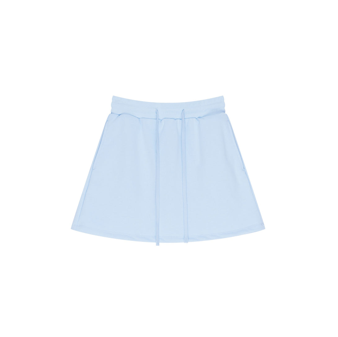Light Blue sports skirt front - moisture-wicking technology and built-in shorts for athletic performance