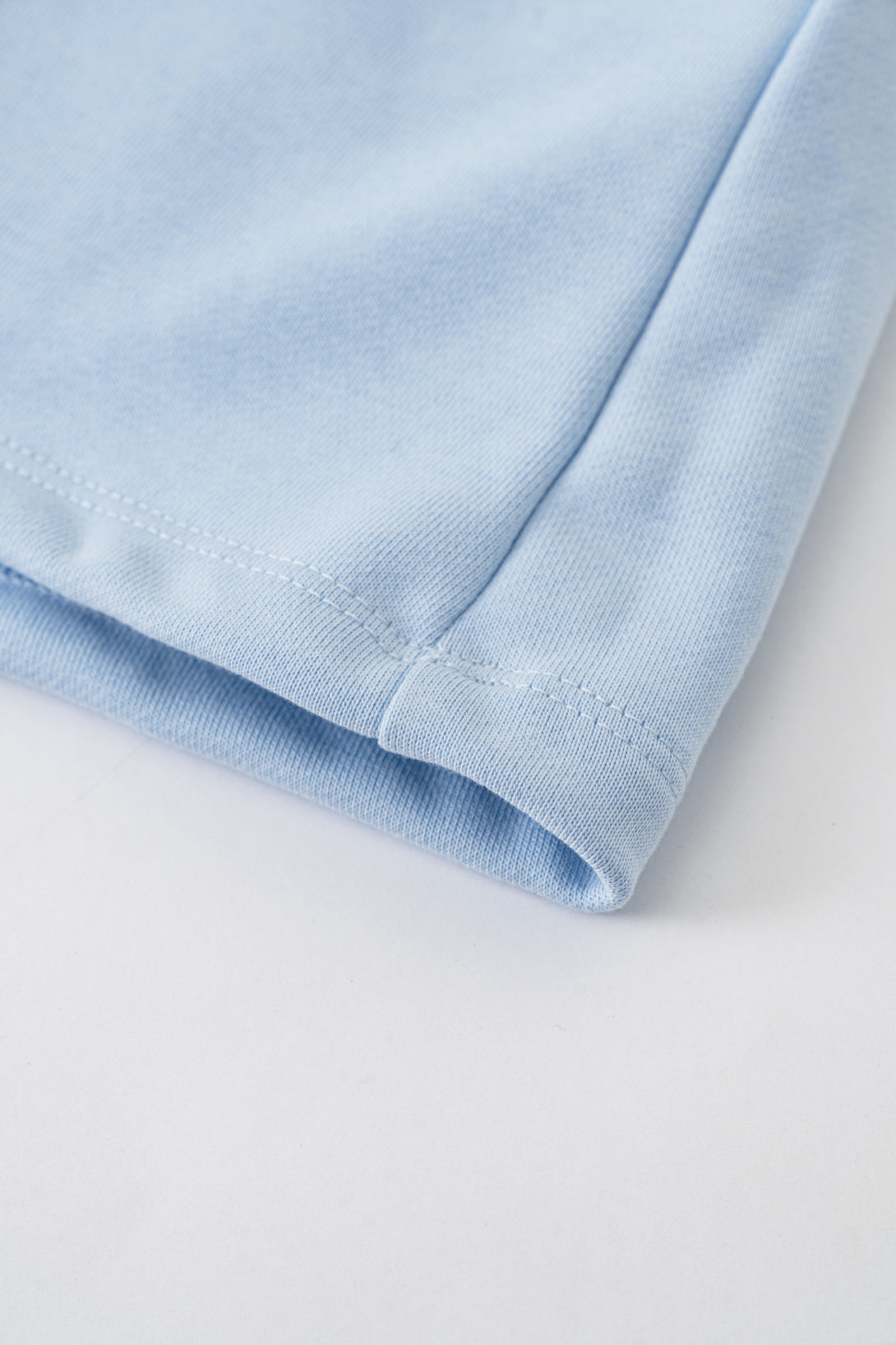 Hem detail of Light Blue cotton skirt - double-stitched reinforcement with built-in shorts