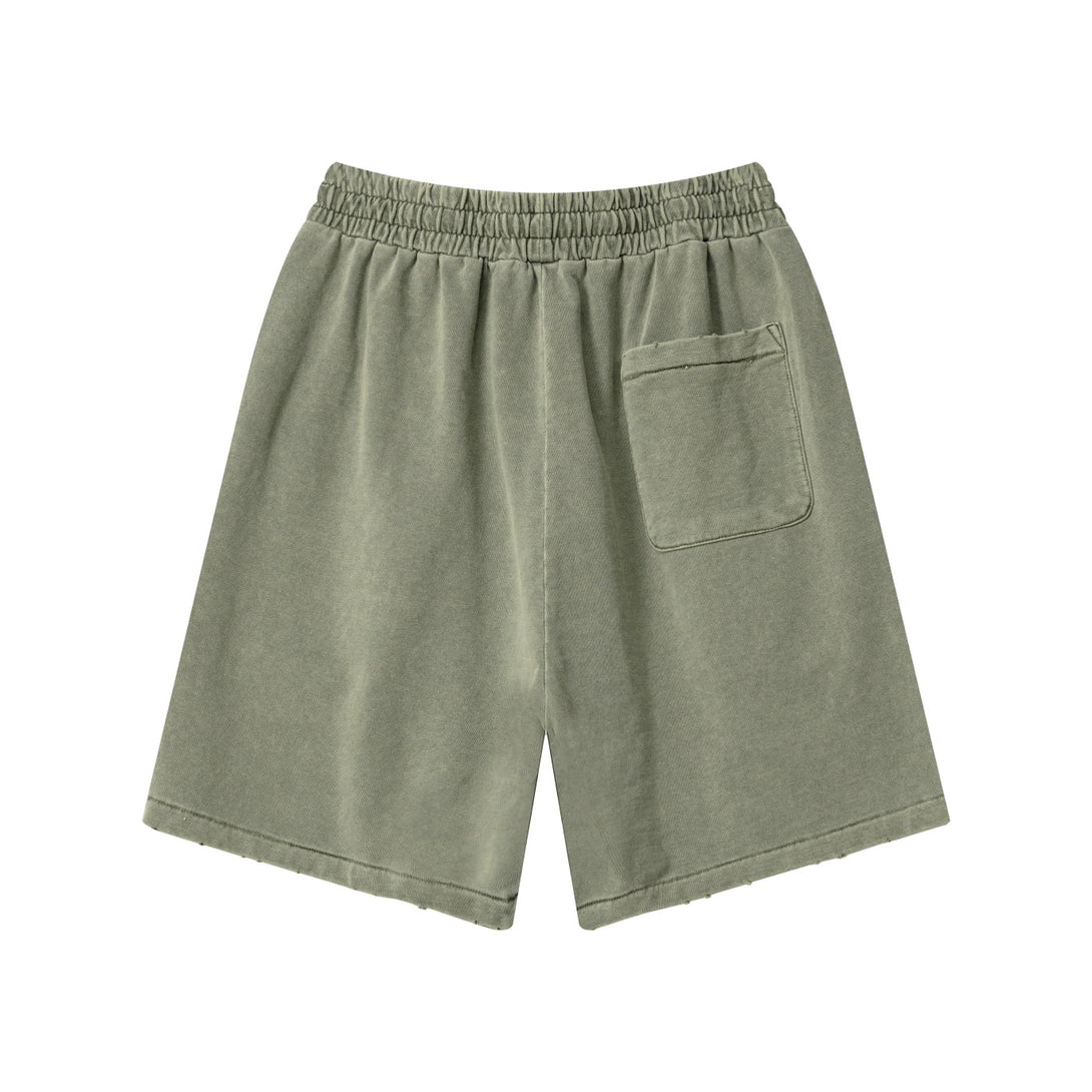 Army Green performance shorts back view - 100% cotton with reinforced belt loops