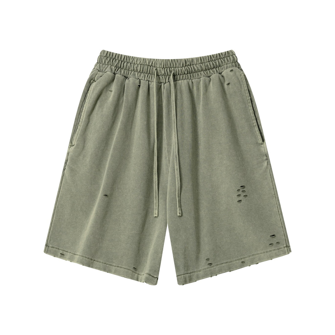 Army Green sports shorts front - gym-to-street design with reinforced pockets and pigment wash