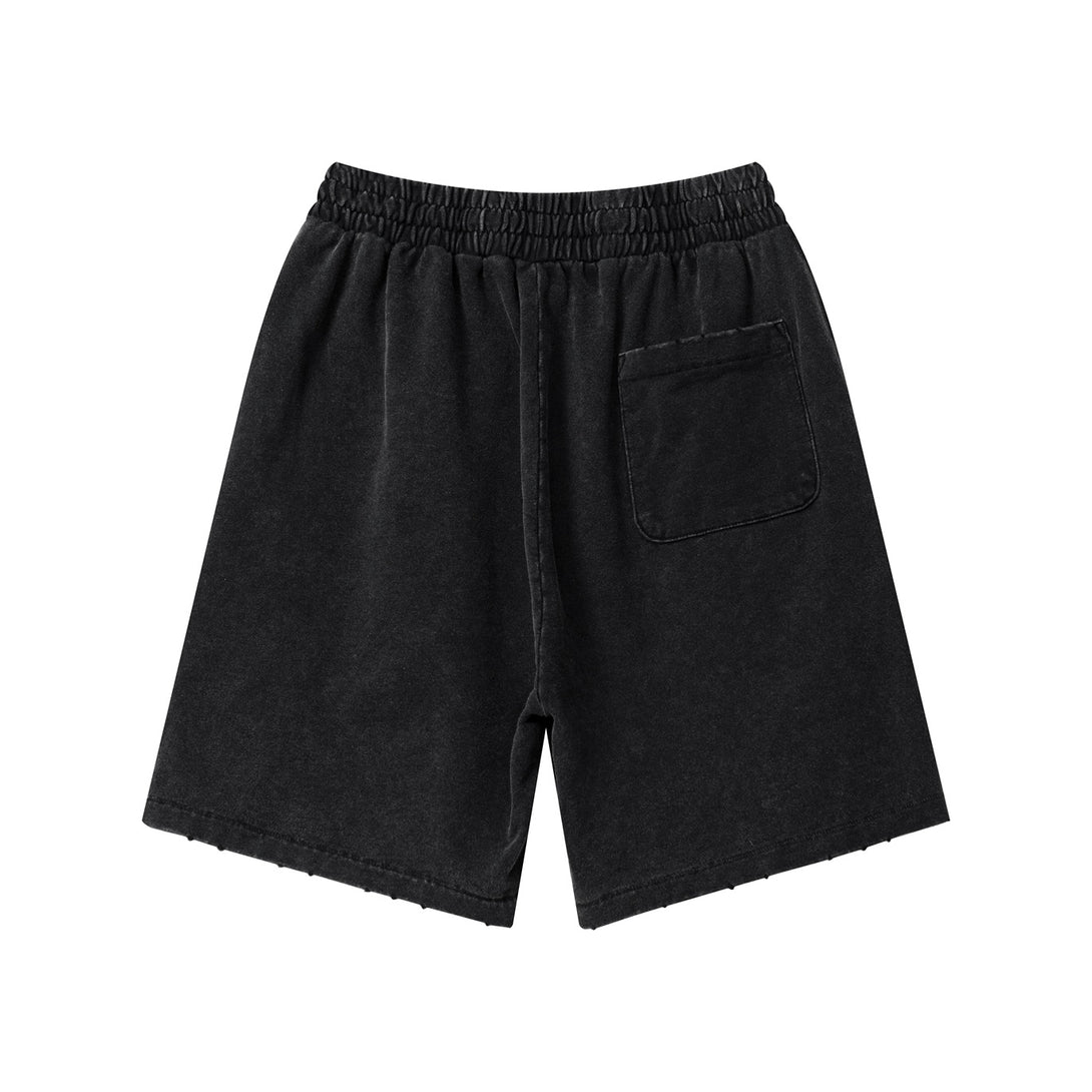 Black athletic shorts back view - reinforced seams and breathable cotton fabric for bulk orders