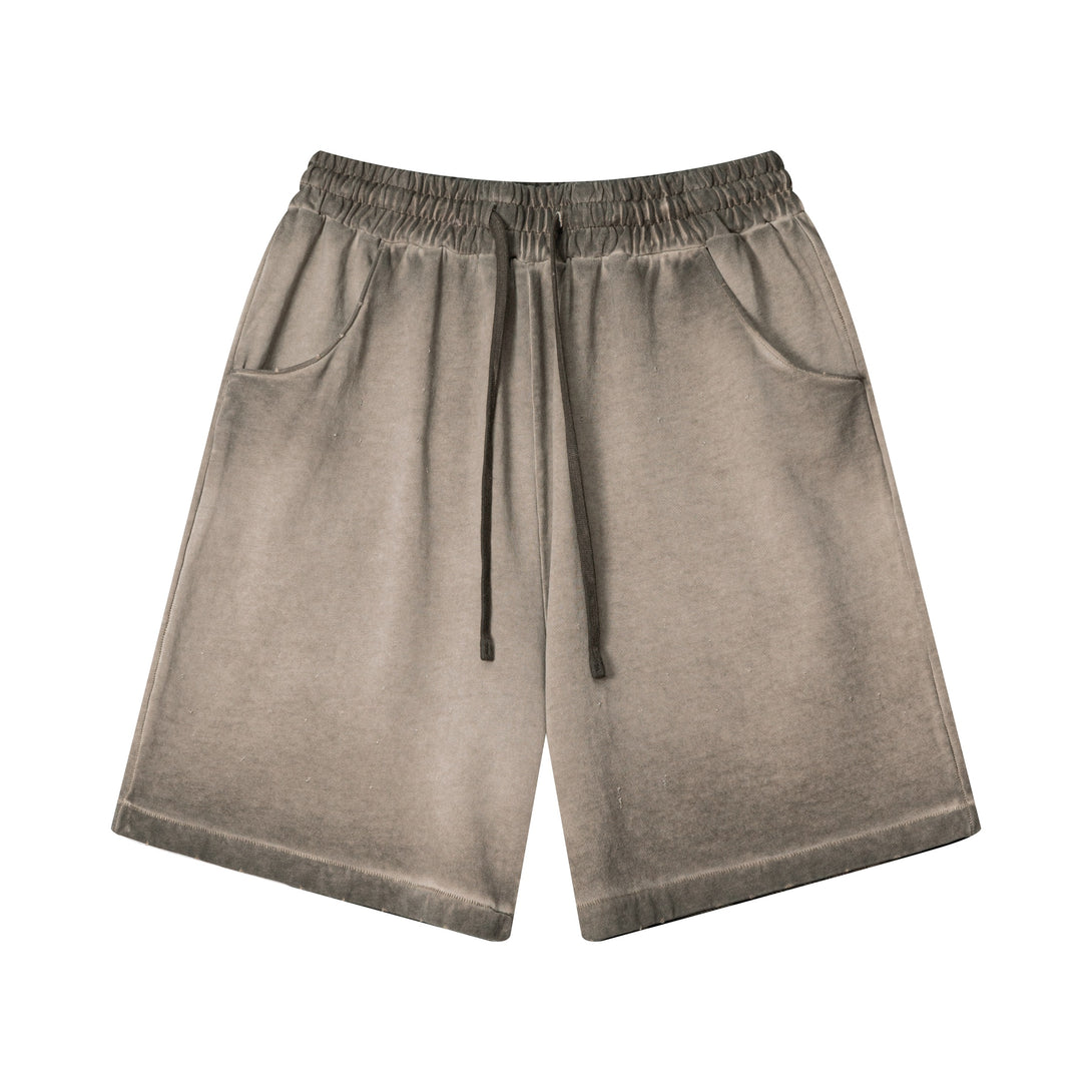 Coffee sports shorts front - custom pigment wash color gradation