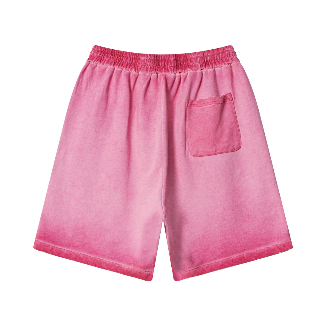Rose Red athletic shorts back - gym-to-street design with elastic waist