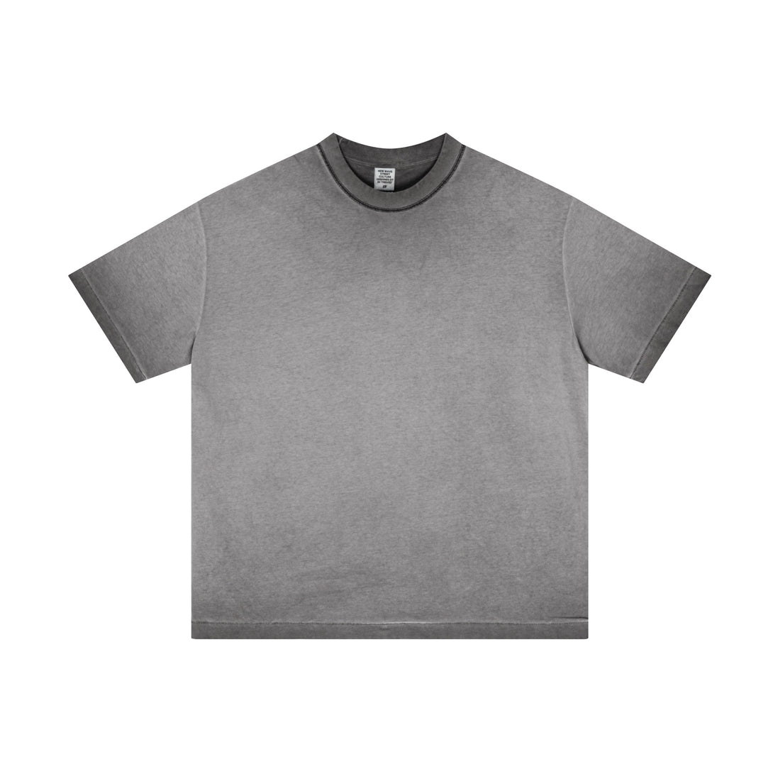 Distressed Reverse Wash Tee - Vintage Oversized Cotton Shirt - April Su