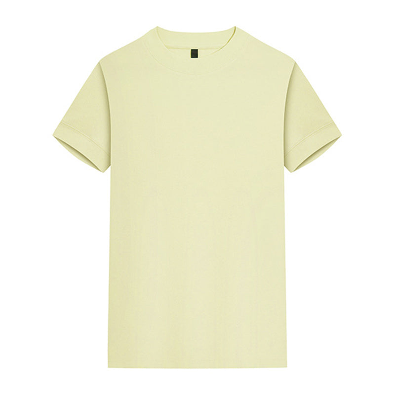 220G Round-neck short-sleeved T-shirt in Cream Yellow - front view