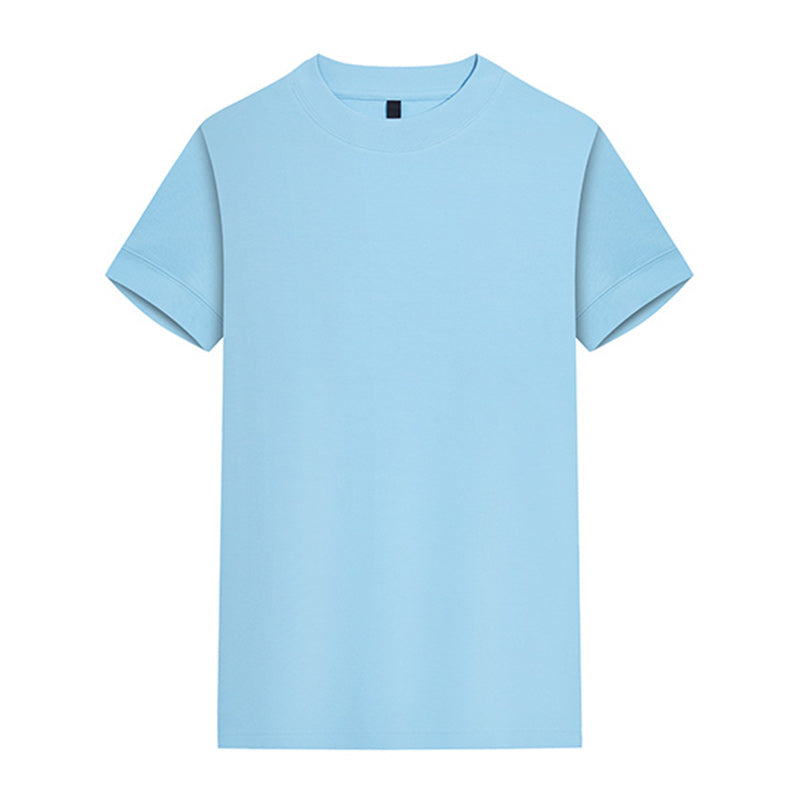 220G Round-neck short-sleeved T-shirt in Freshwater Blue - front view