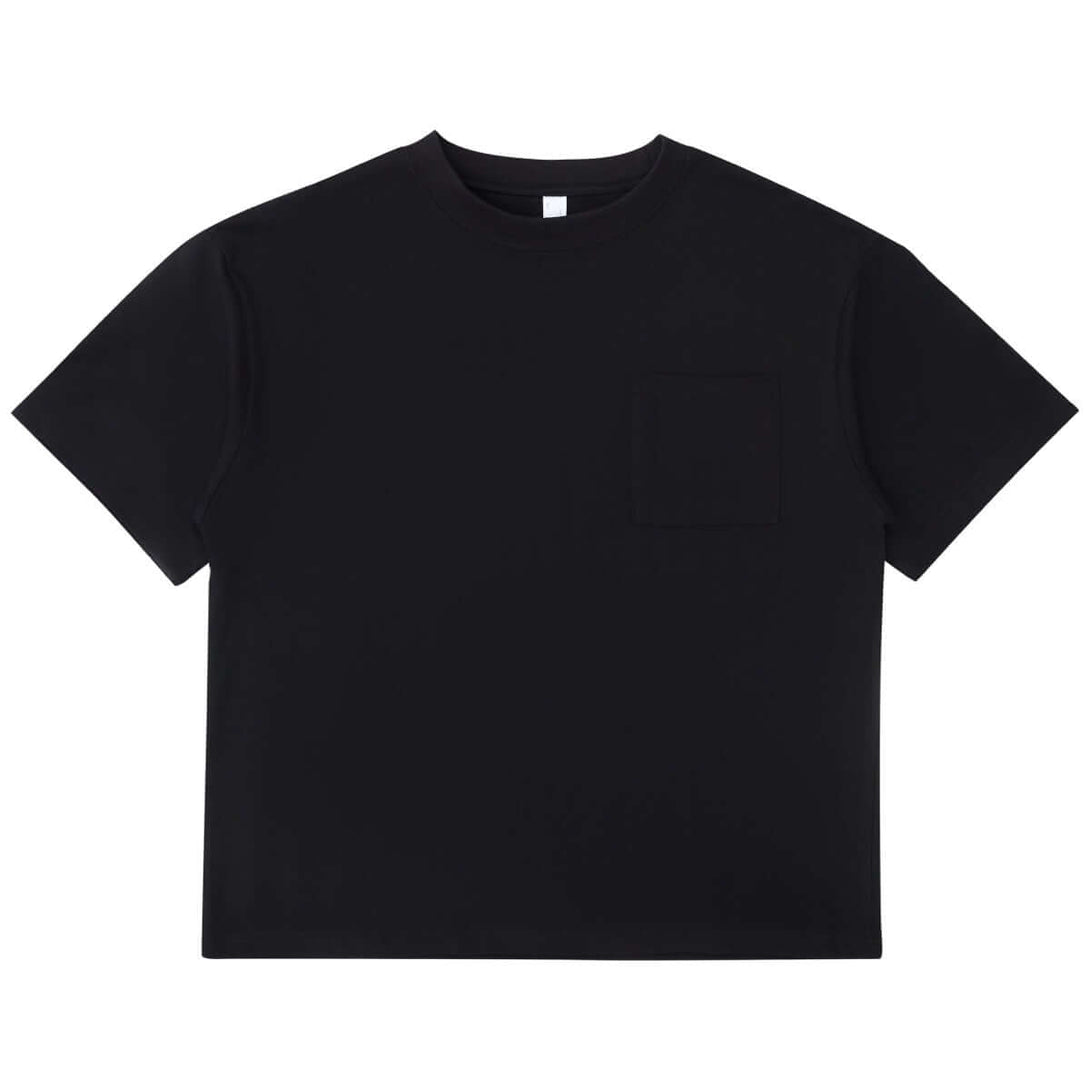 Black OEM Streetwear Essential | 245g Pocket Tee Front | Bulk Supplier