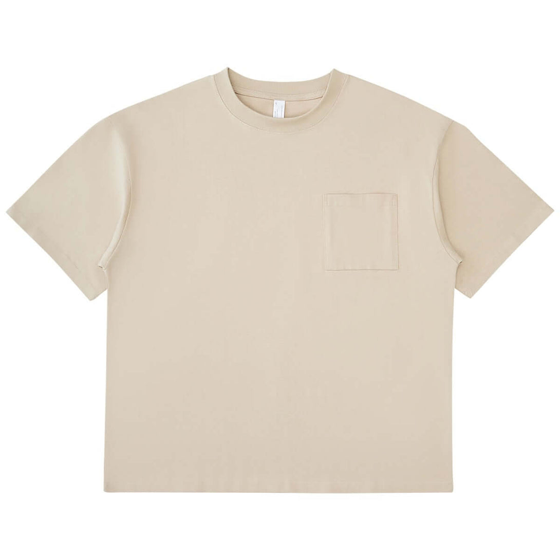 OEM 245g Heavy Cotton Pocket Tee Front - MochaKhaki | Wholesale Streetwear