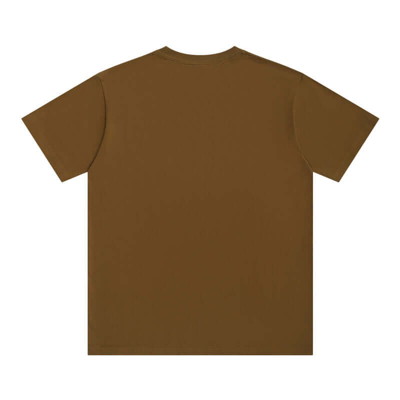 Olive green 250g crew tee back view - 16s heavy cotton OEM blank apparel