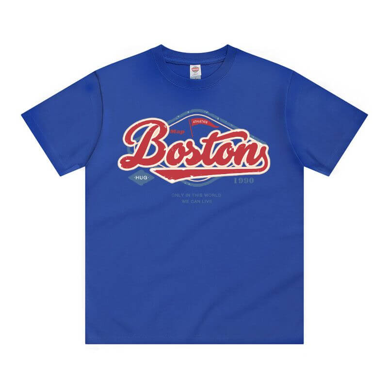 DTG Printed Royal Blue Heavyweight Tee - 250g 16s Cotton Crew Neck Front, OEM Decorator Blank for Wholesale Uniforms