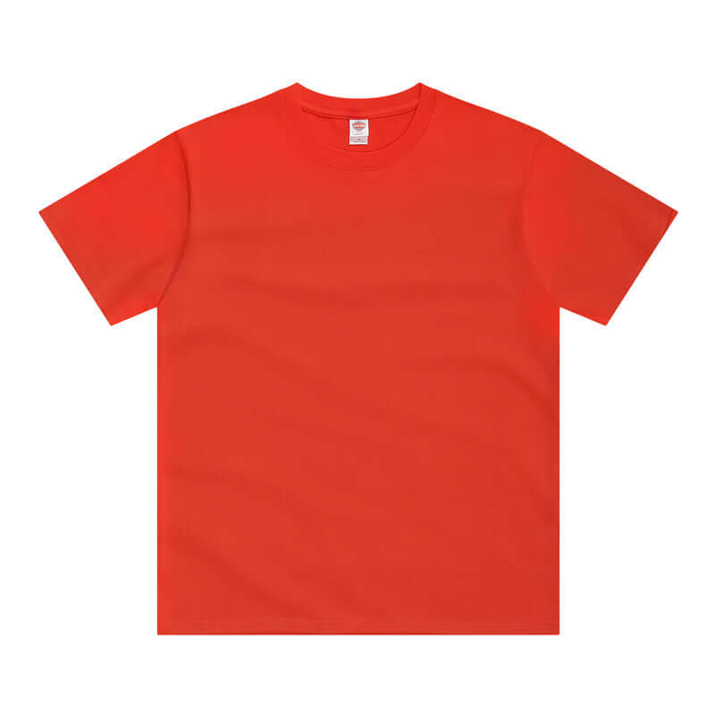 Red 16s heavyweight crew tee front - 250g cotton OEM blank XS-XXL