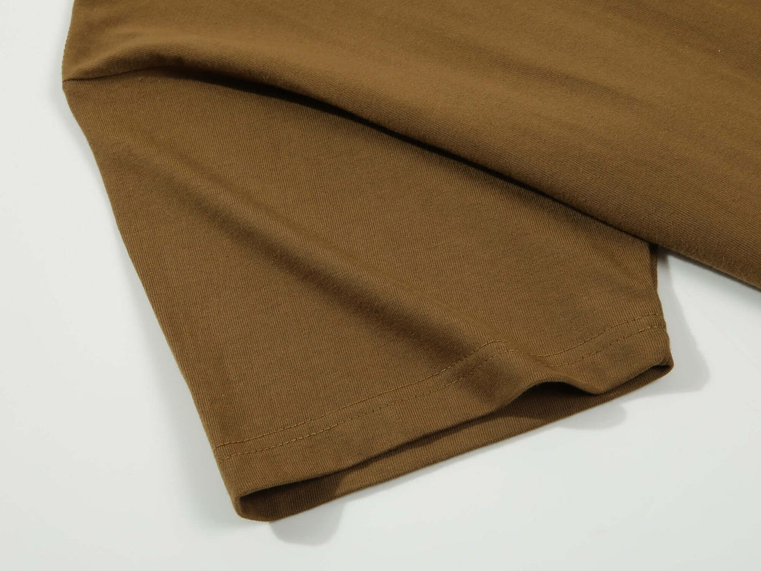 Olive green heavyweight crew neck tee sleeve - 250g 16s cotton OEM blank