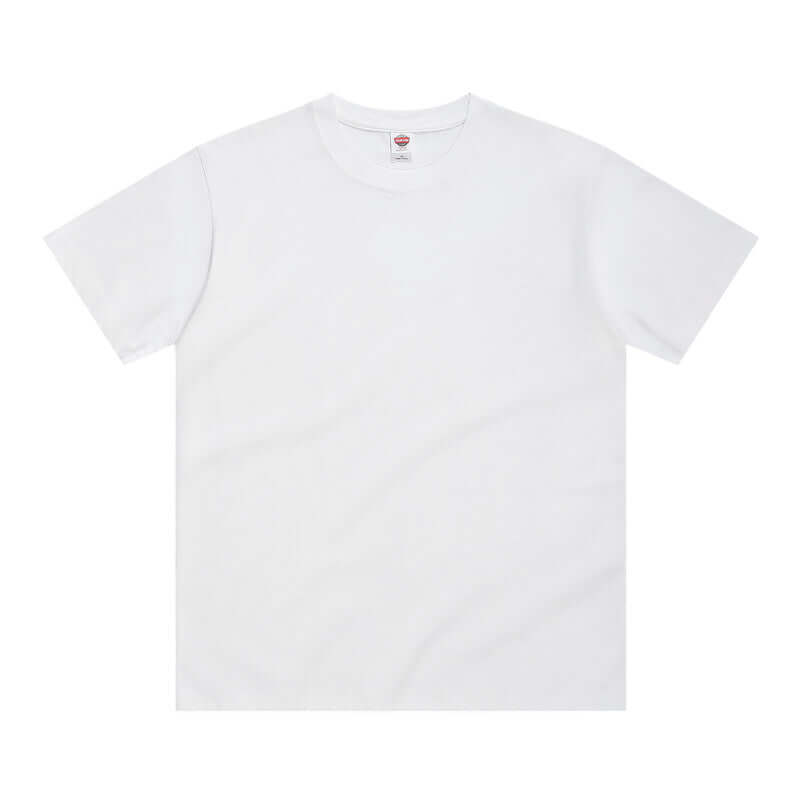 White 250g 16s heavy cotton crew neck tee front - OEM blank apparel XS-XXL bulk