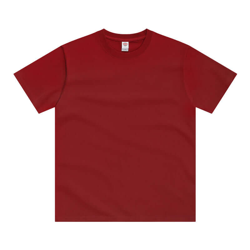 Wine red 250g cotton crew tee front - 16s heavyweight OEM blank XS-XXL