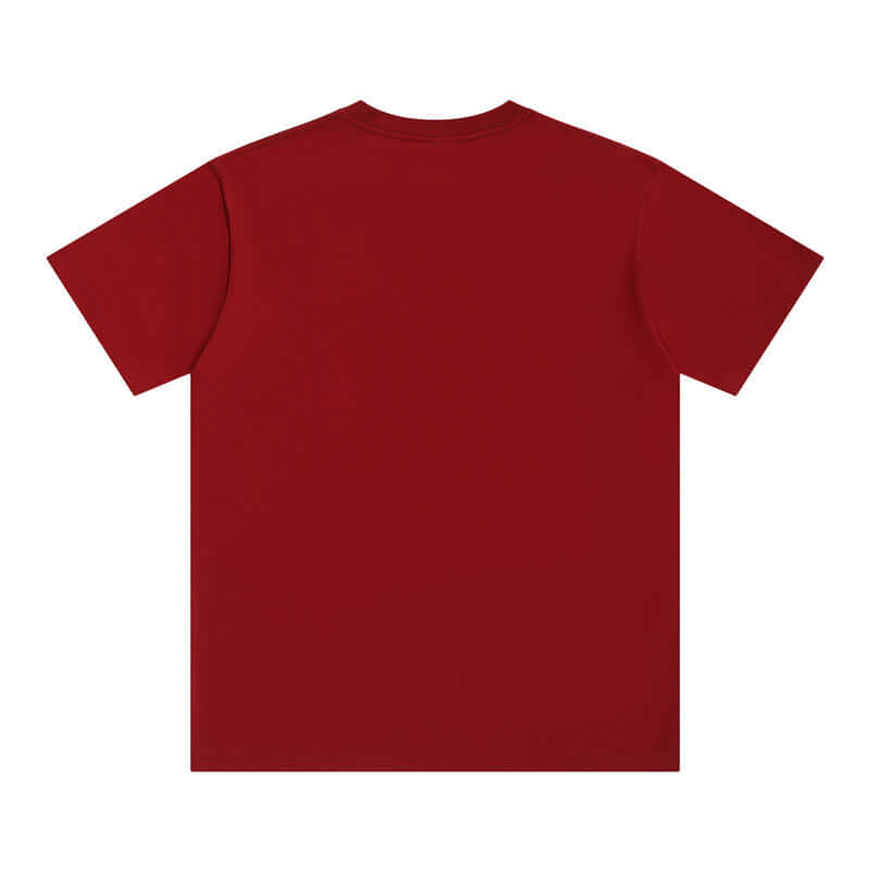 Wine red crew neck tee back - 250g 16s heavy cotton OEM blank XS-XXL