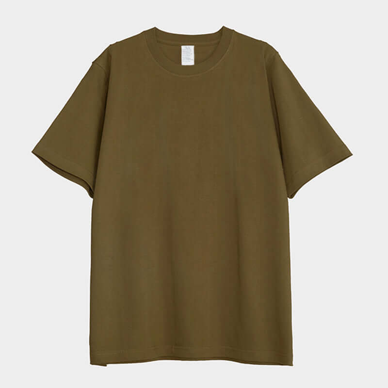250g Heavy Cotton Loose Tee in ArmyGreen - Front/Rear view