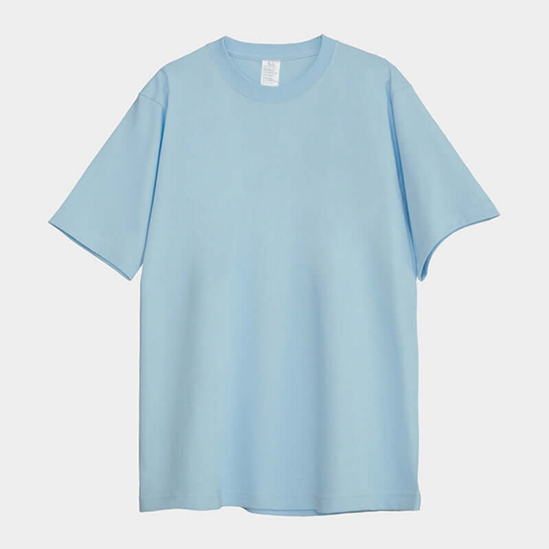 250g Heavy Cotton Loose Tee in BabyBlue - Front/Rear view