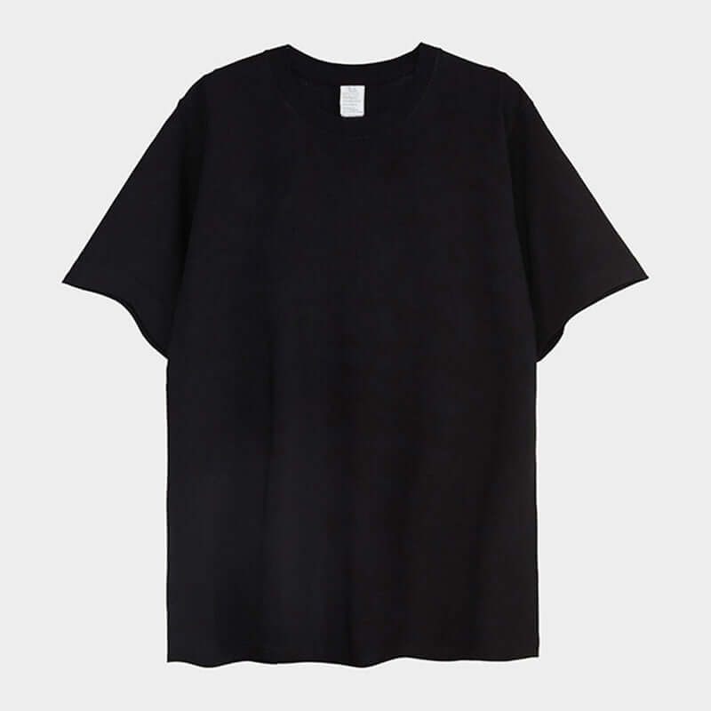 250g Heavy Cotton Loose Tee in Black - Front/Rear view