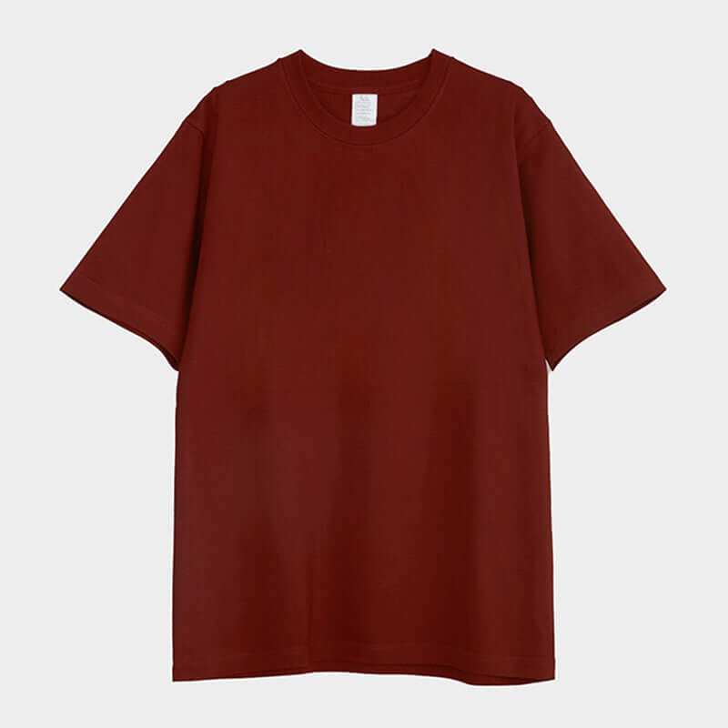250g Heavy Cotton Loose Tee in Maroon - Front/Rear view