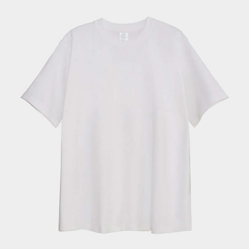 250g Heavy Cotton Loose Tee in White- Front/Rear view