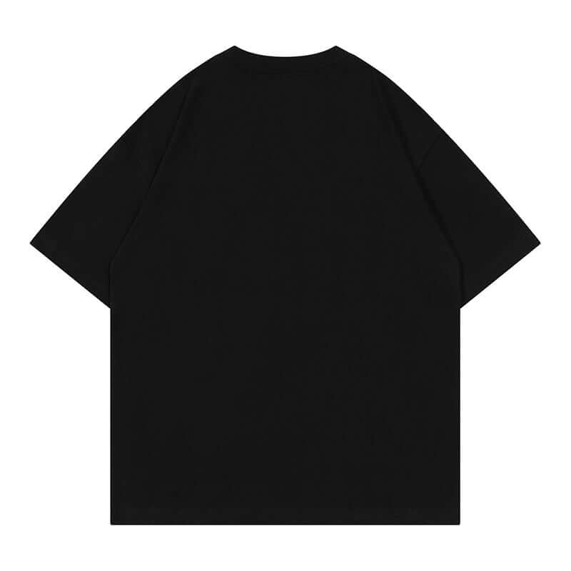 Black heavy cotton tee back view - Oversized blank for corporate uniforms S-3XL