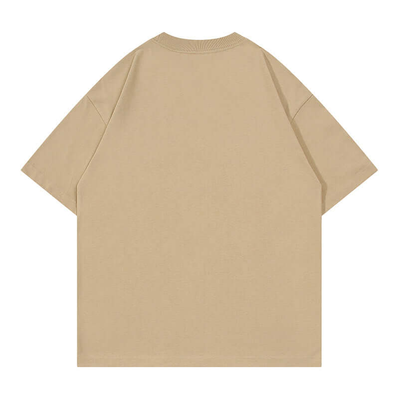 Camel color heavyweight tee back - Oversized blank cotton shirt custom print