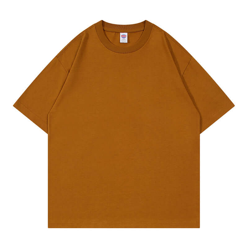 Chestnut brown heavyweight tee front - Oversized custom apparel blank S-3XL bulk