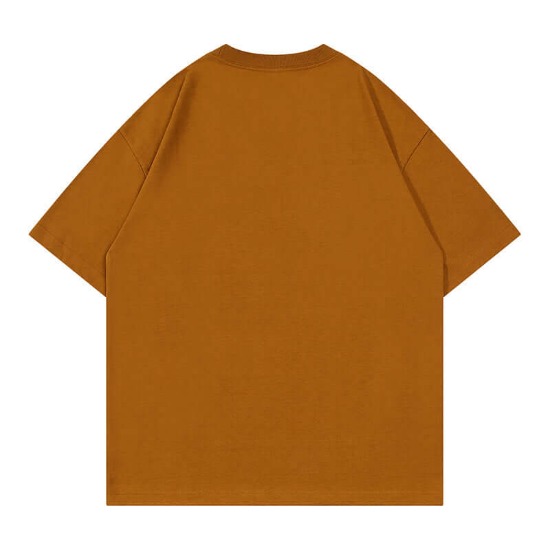 Chestnut brown oversized tee back - Heavy cotton blank for team apparel bulk