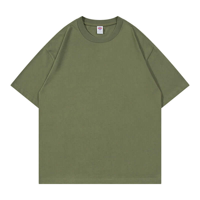 Jungle green heavyweight tee front - Oversized blank cotton shirt bulk uniforms
