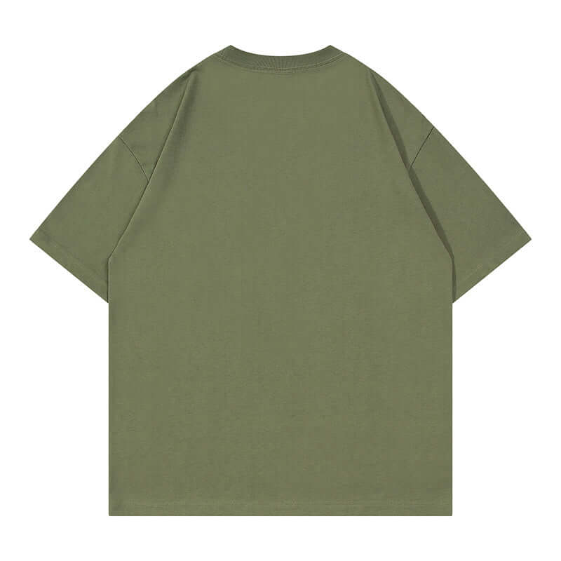 Jungle green cotton tee back - Oversized heavy blank for corporate branding