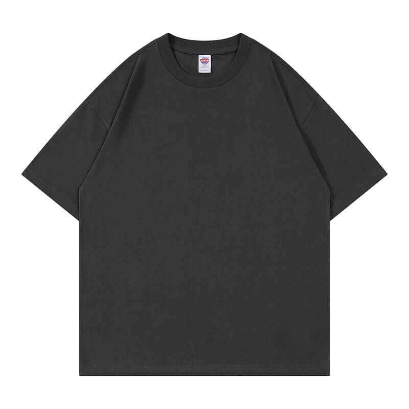 Gray oversized cotton tee front - Heavyweight blank shirt custom print bulk orders