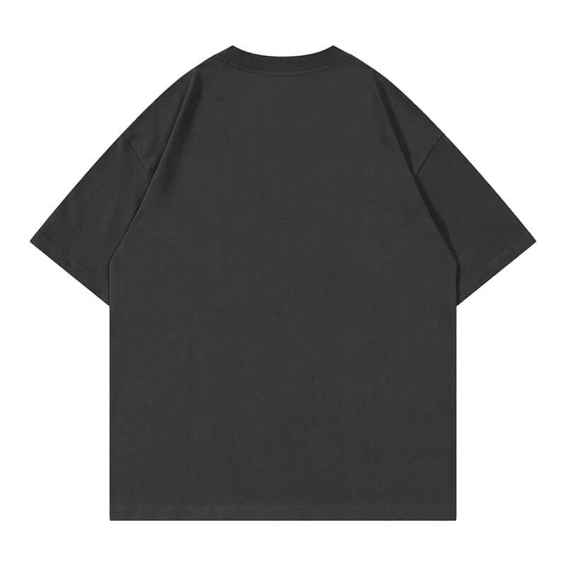 Gray heavyweight cotton tee back - Oversized blank shirt custom logo S-3XL