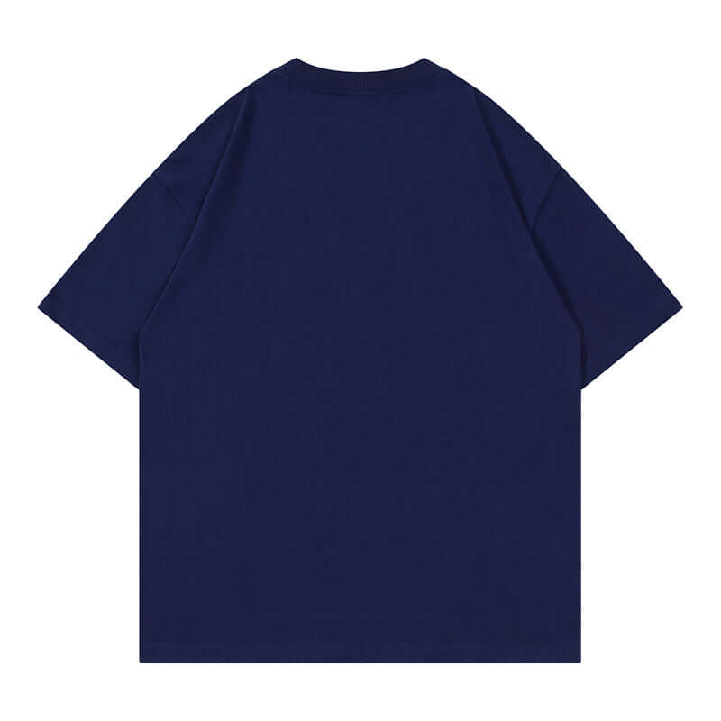 Navy blue heavyweight tee back - Oversized blank cotton shirt bulk S-3XL