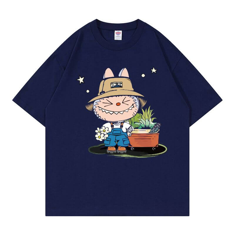 Branded Navy Blue Oversized Tee with Custom Print - Heavy Cotton Blank Front for Wholesale Apparel S-3XL Sizing