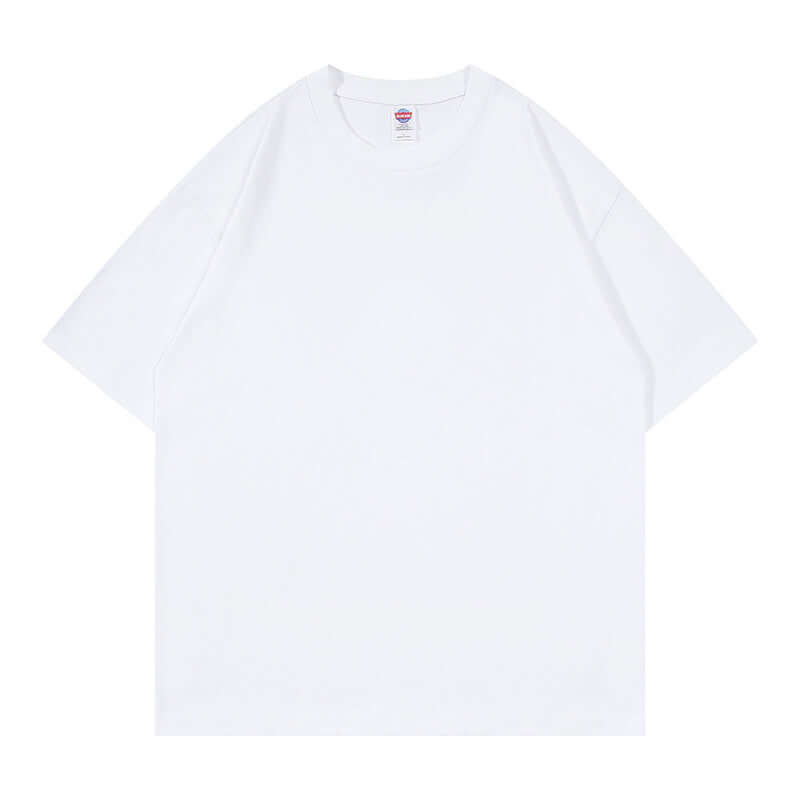 White oversized heavy cotton tee front - Custom branding blank apparel bulk S-3XL