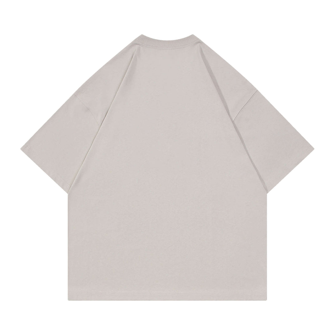 Oatmeal cotton tee back view - Oversized 250gsm heavyweight blank for bulk logo orders