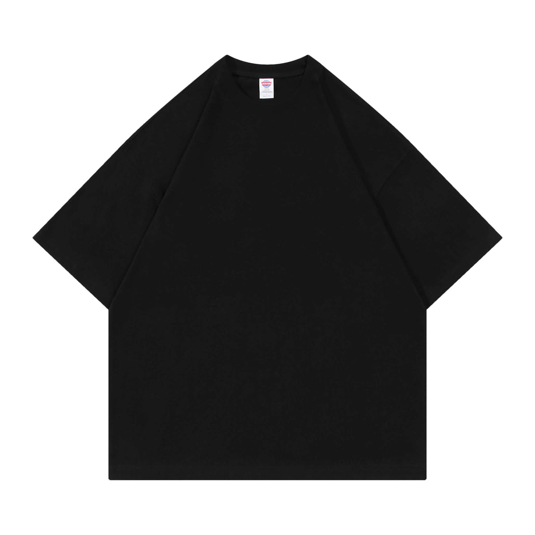 Black 250gsm oversized cotton tee front - Custom print blank apparel for wholesale uniform programs