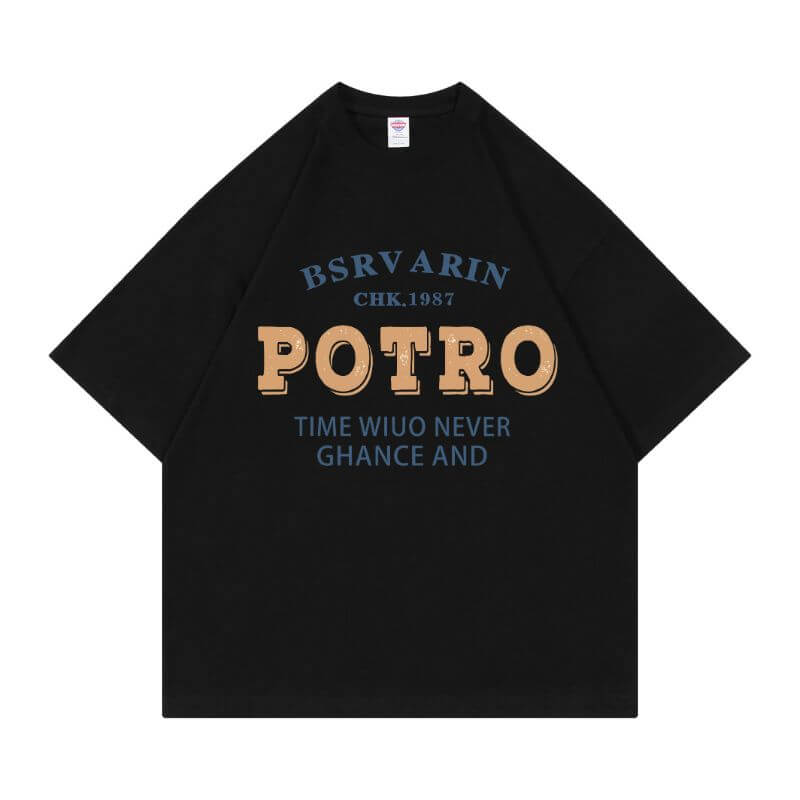 Screen Printed Black Uniform Tee - 250gsm Oversized Cotton Blank Front for Wholesale Corporate Branding Programs