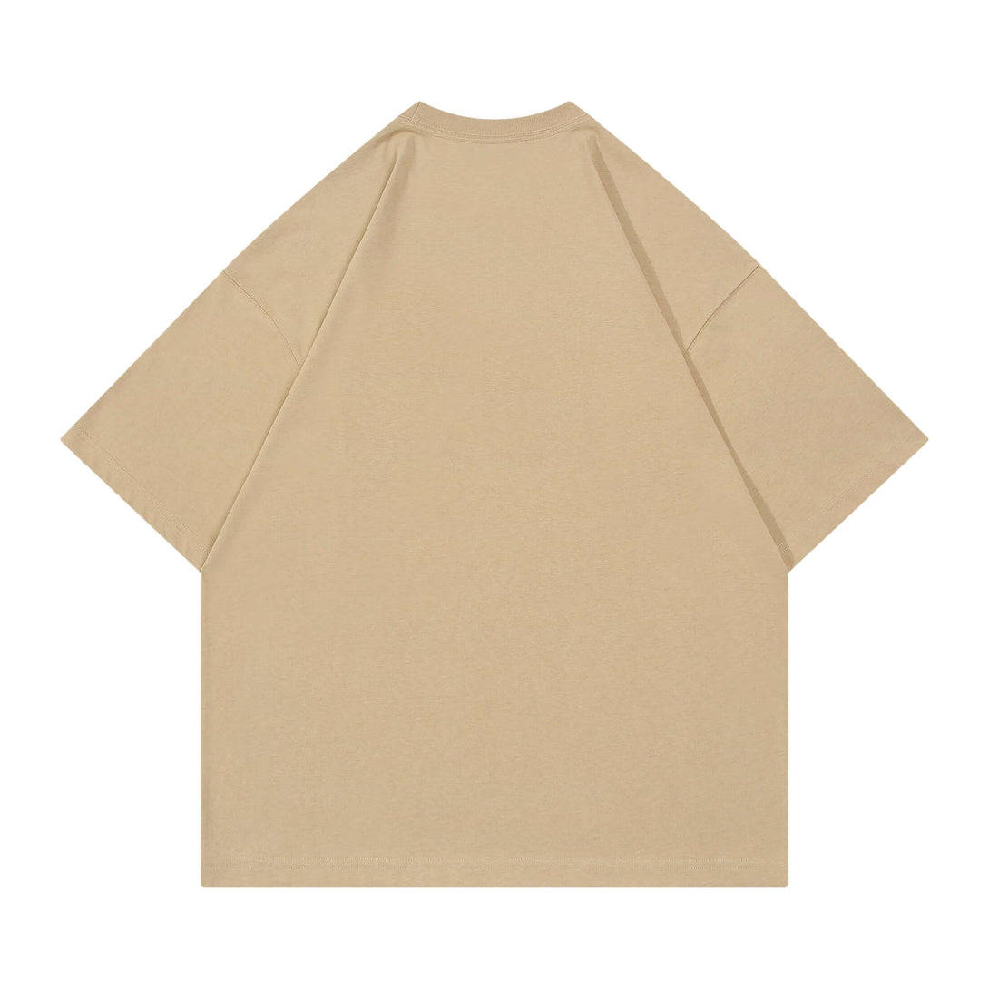 Oversized 250gsm camel cotton tee back - Heavyweight blank for custom print bulk corporate uniforms