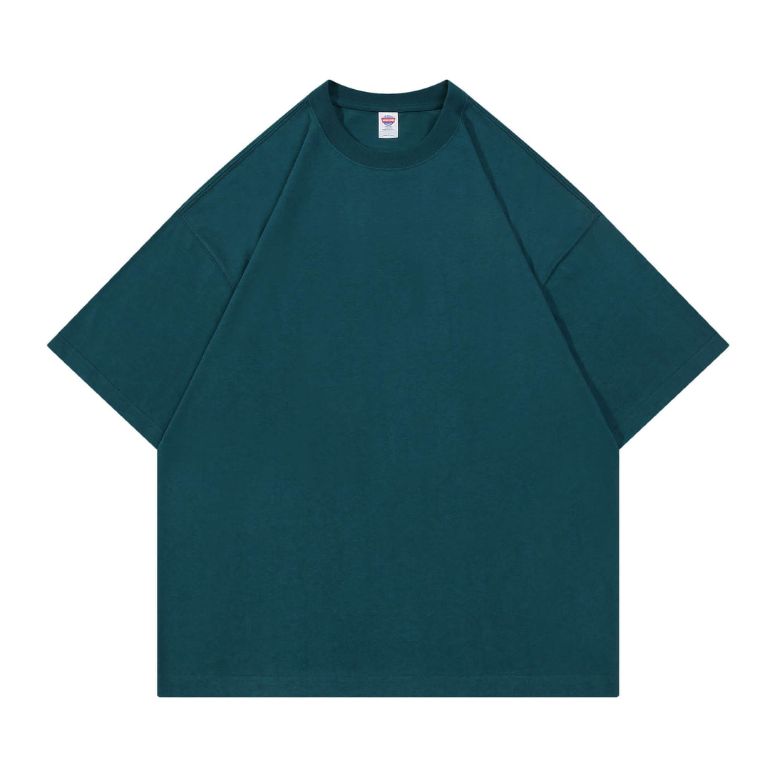 Emerald green 250gsm oversized tee front - Custom branding heavy cotton blank for team apparel