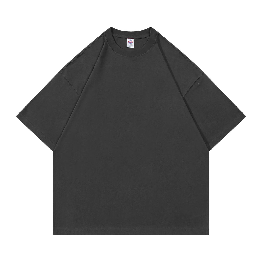 Trendy gray oversized 250gsm tee front - Heavy cotton blank for custom branding bulk orders