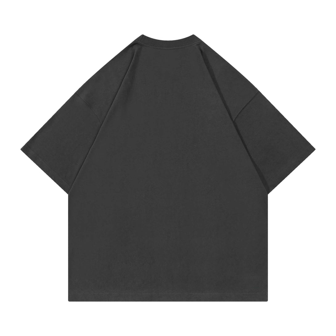 Trendy gray heavyweight tee back - 250gsm oversized blank for corporate custom branding