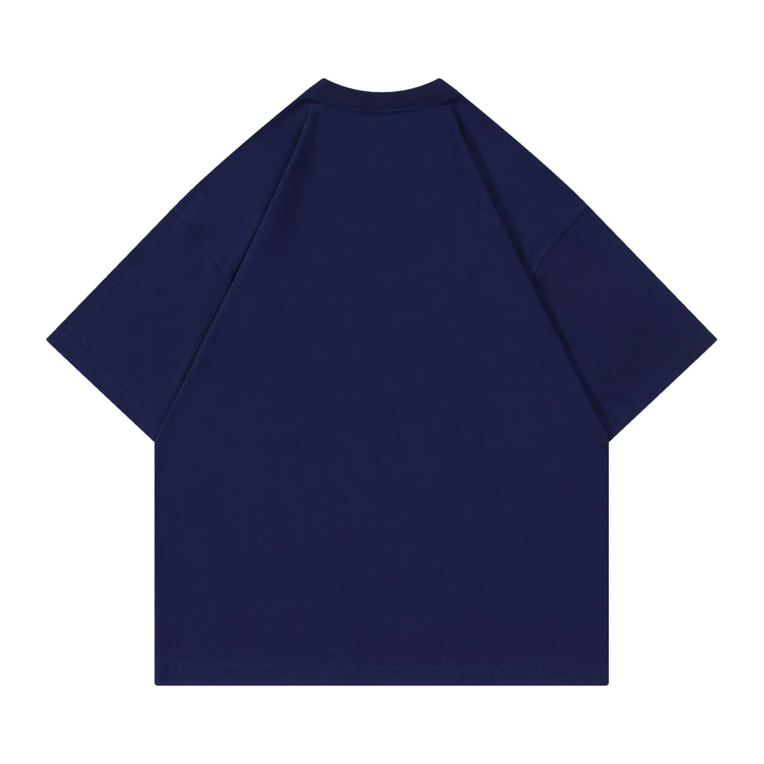 Navy blue oversized cotton tee back - 250gsm heavyweight blank for corporate uniforms