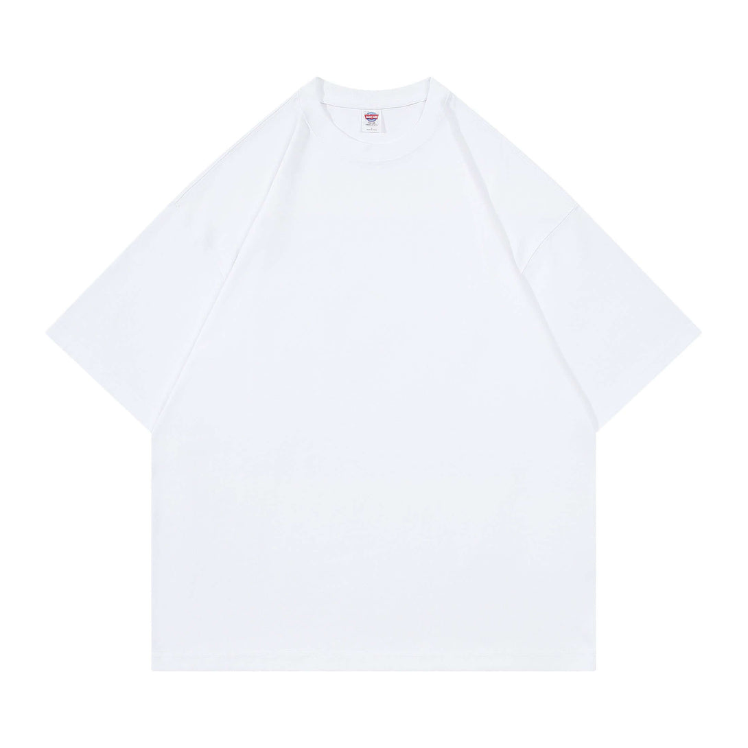 White heavyweight 250gsm oversized tee front - Custom logo blank shirt for bulk corporate orders