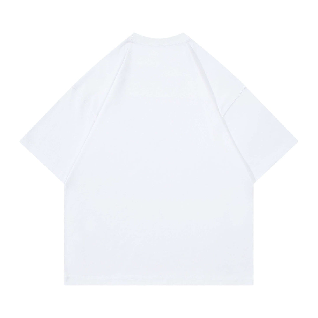 Back view white oversized cotton tee - 250gsm heavyweight blank for custom embroidery bulk