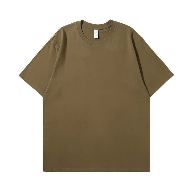 Olive Green blank tee | OEM streetwear | Heavy cotton production front