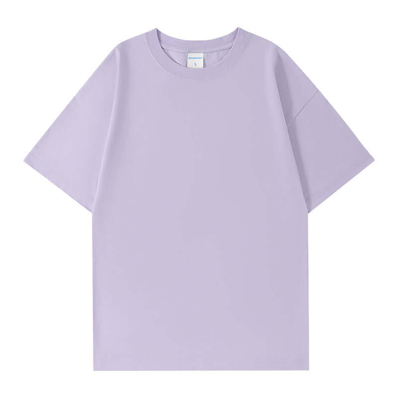 Lavender OEM bulk streetwear tee | 250g heavy cotton blank for custom printing | Oversize wholesale apparel